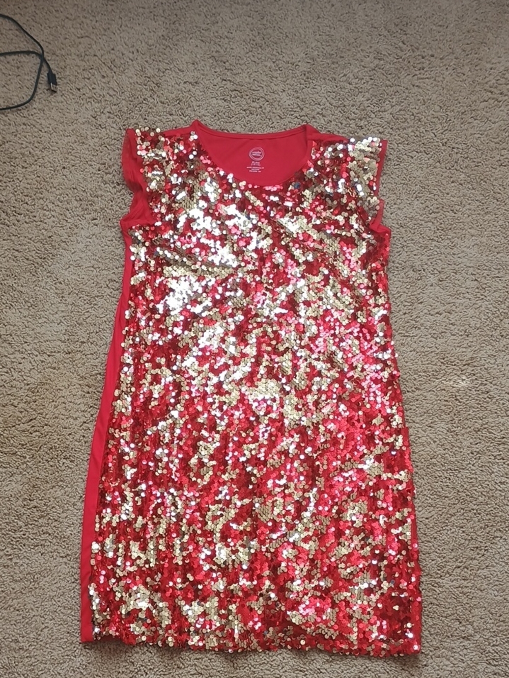 wonder nation Red and Gold Sequin Dress